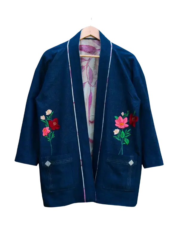 fleur denim kimono